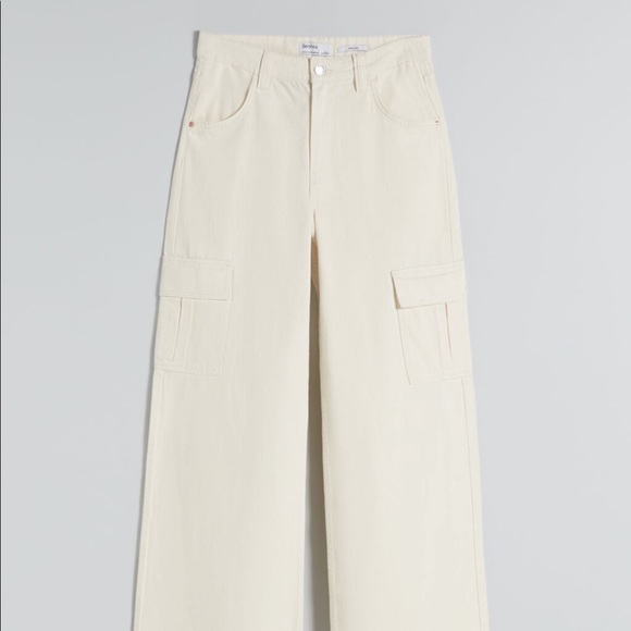 Bershka Pants & Jumpsuits Wideleg Twill Cargo Pants Poshmark